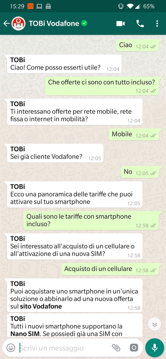 Al momento stai visualizzando Vodafone, l’assistente Tobi arriva su WhatsApp. Presto risponderà anche al 190