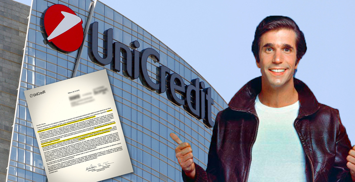 Al momento stai visualizzando Editoriale – Unicredit come Fonzie: non riesce proprio a chiedere “scusa”