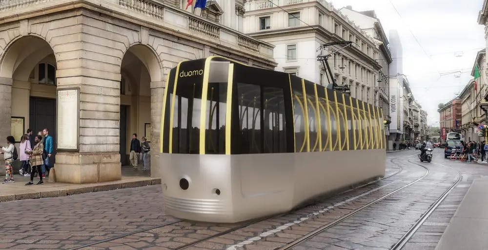 Il tram progettato in epoca COVID-19. "Passerella" rispetta il distanziamento sociale con eleganza