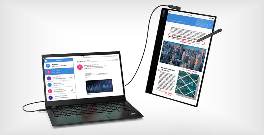 Al momento stai visualizzando Un monitor portatile touch da 14″: ecco ThinkVision M14t di Lenovo
